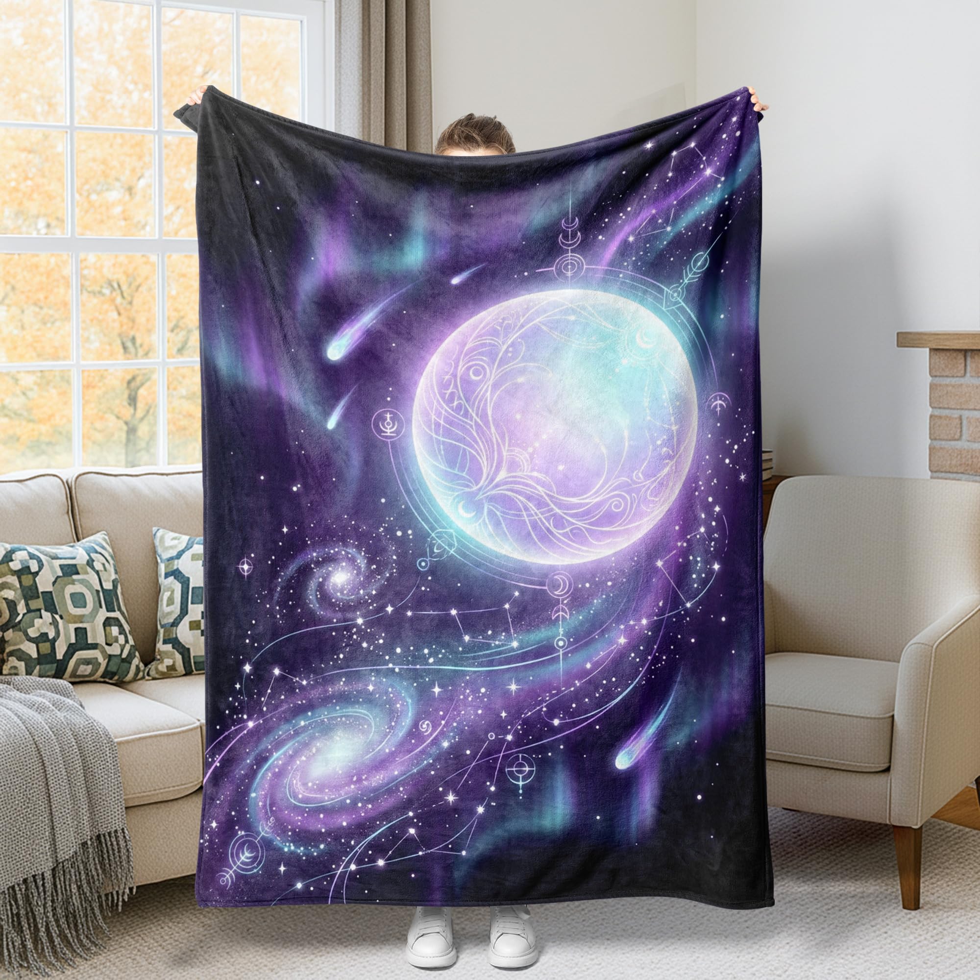Plaid galaxie et espace pour soirées cocooning au canapé ou pause bureau