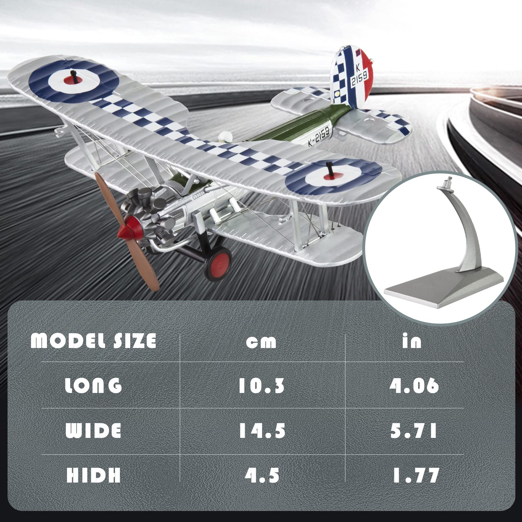 HANGOU Avion modèle Militaire 1:72 Bêche française XIII Hélice à Double
