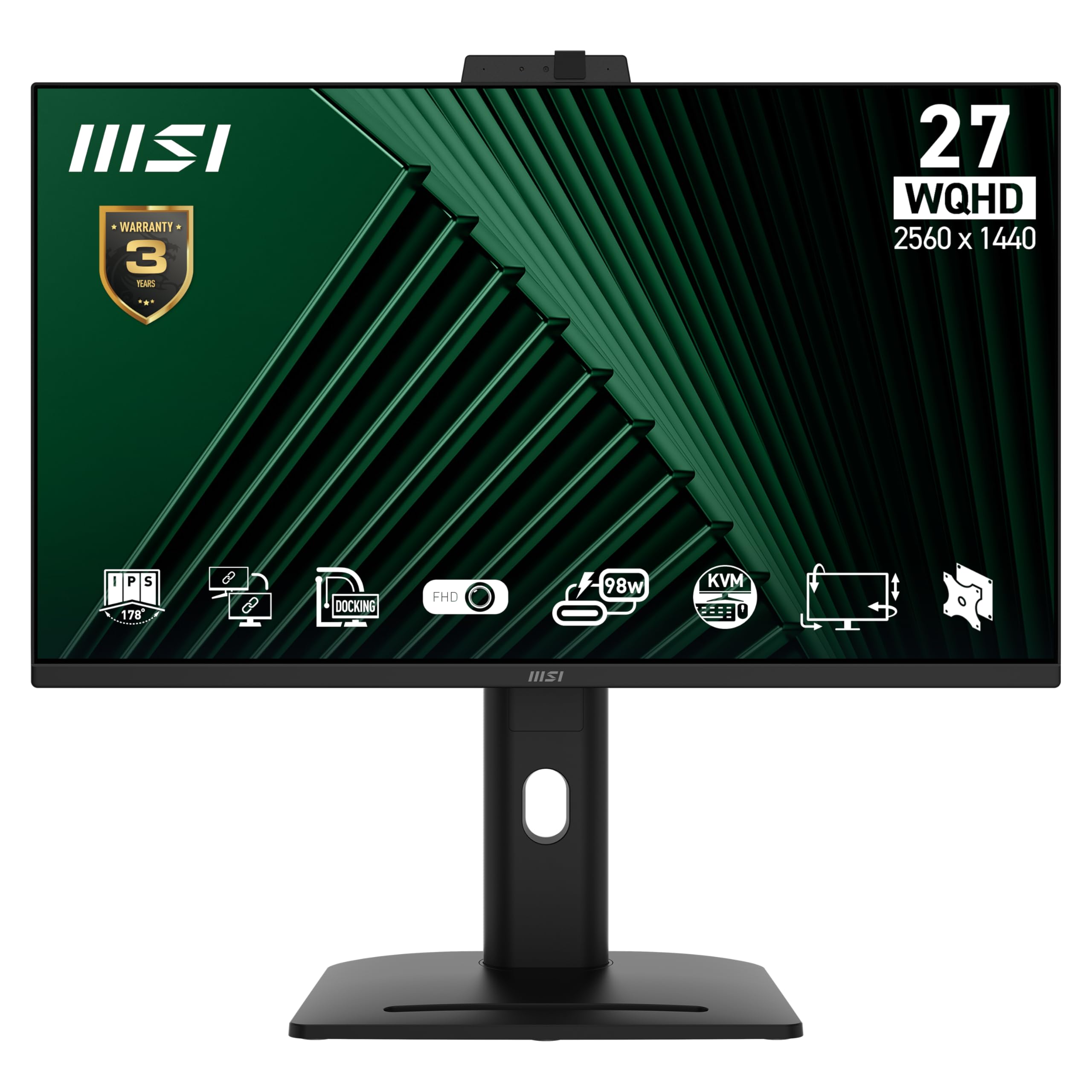 【新品・納品書付】MSI 27インチビジネスモニター PRO MP275QPDG MSI PRO MP275QPDG 27 Inch WQHD Docking Monitor - 2560 x 1440 IPS