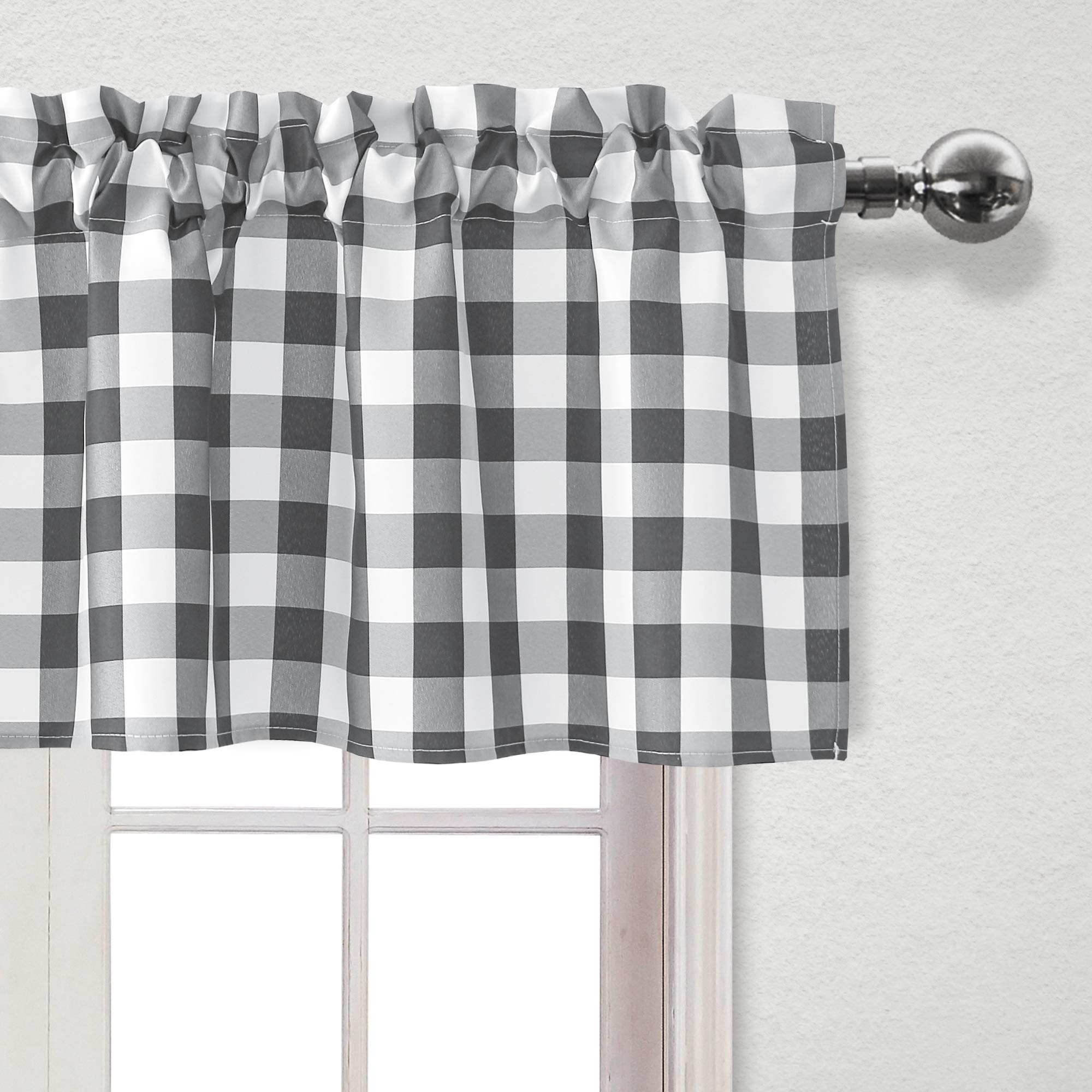 Hiasan Lot de 3 Rideaux de Cuisine Semi-Transparents Gris - Protection de