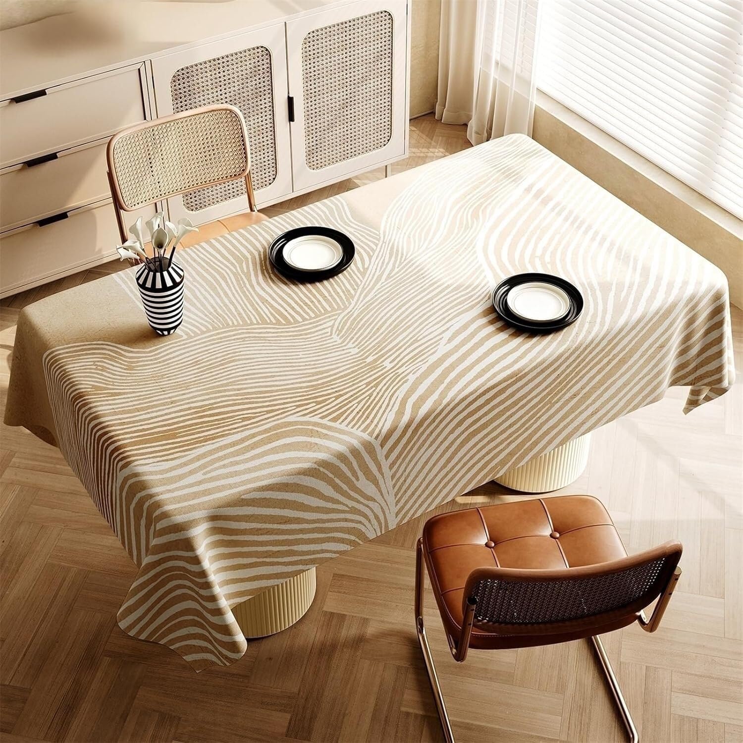 KIJyfgTR Minimalist Modern Tablecloth Suitable For Outdoor Gardens And Festive Parties(Khaki 2,90x150cm)