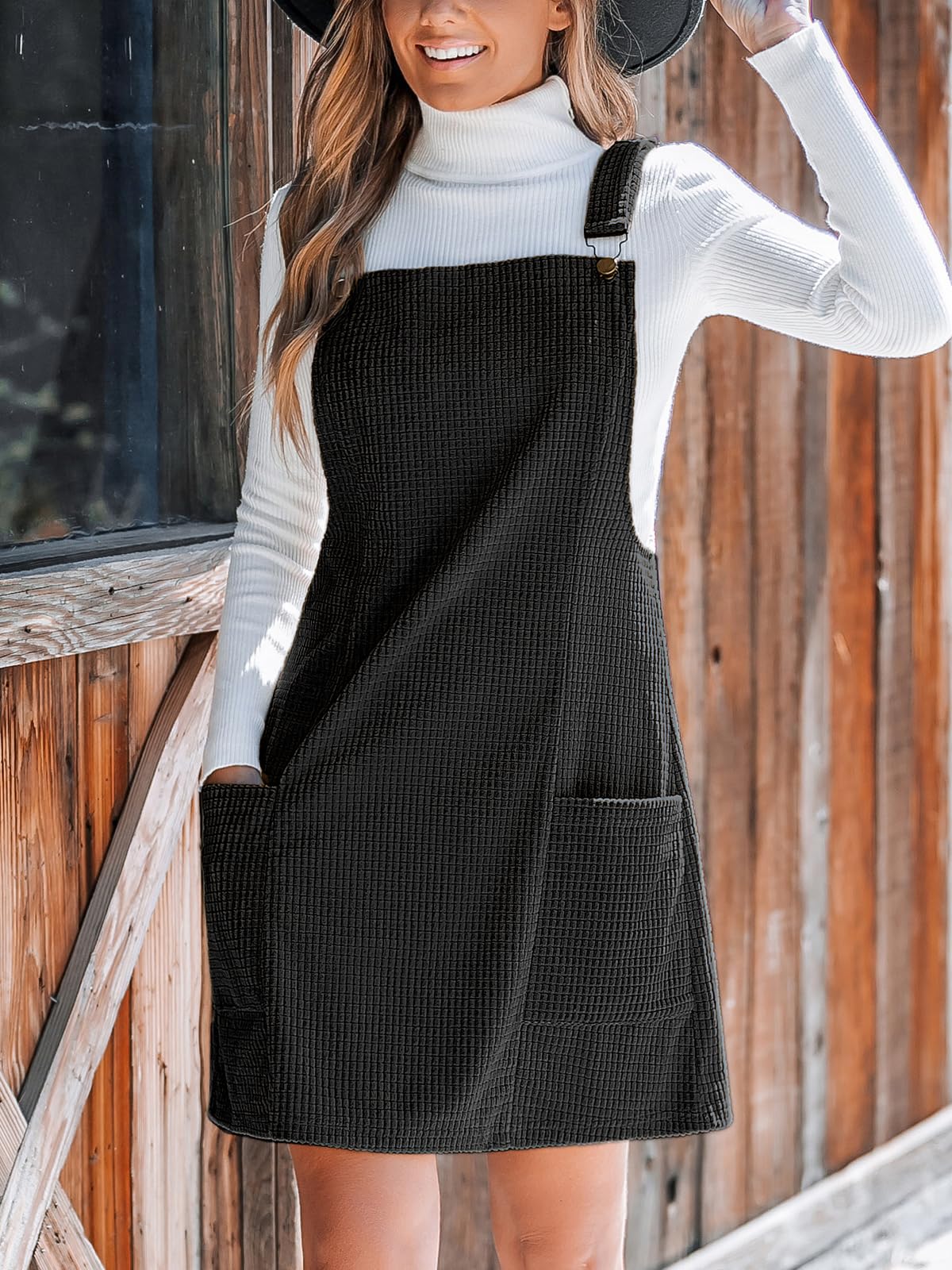 CUPSHE Damen Cord Latzkleid Ärmellos Freizeitkleid Herbst Winter Minikleid