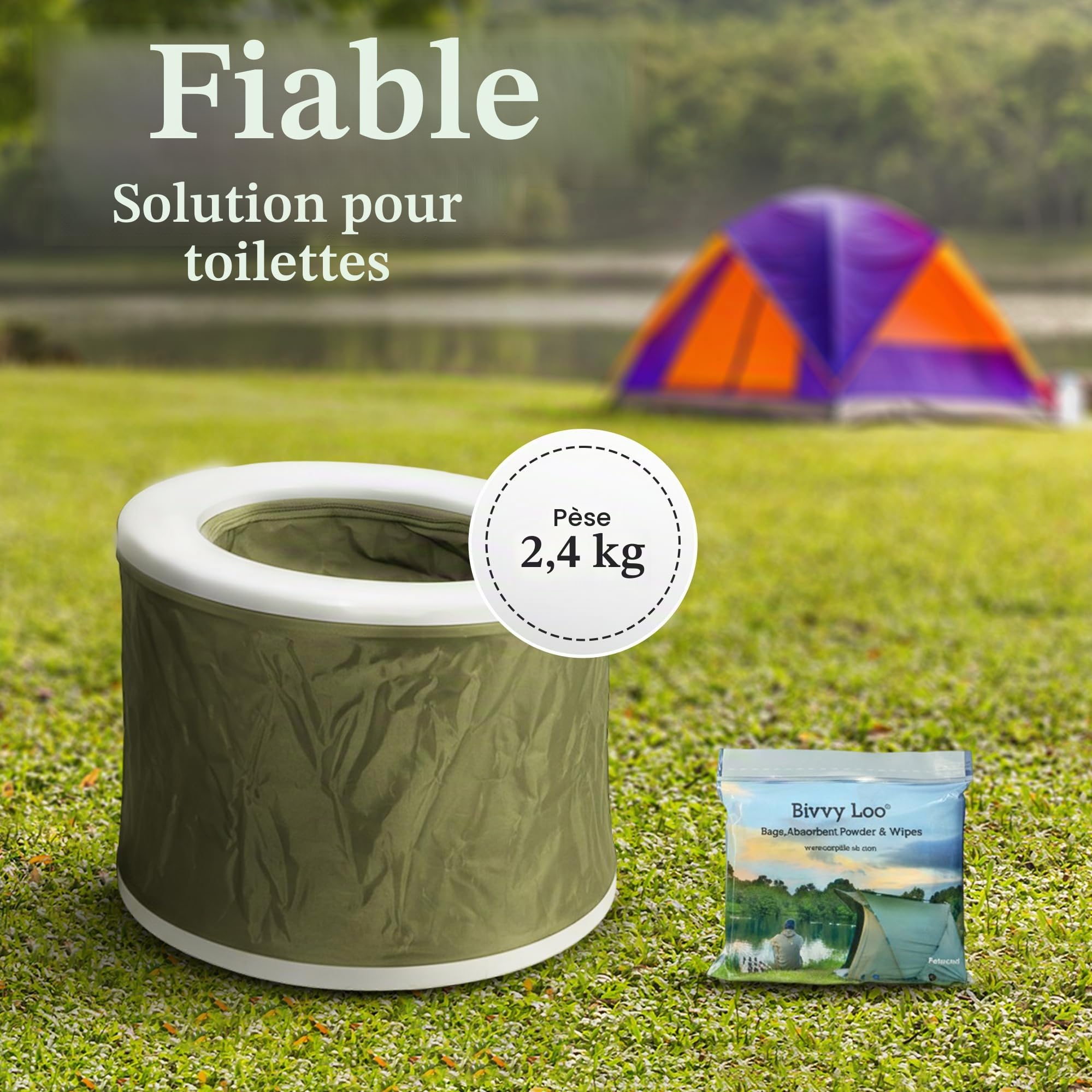 Bivvy Loo Portable Toilette - Toilette de Camping - Festival de Toilettes WC - Pêche - Camping WC - SE Plie à Plat - Prend en Charge Plus 150kg
