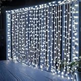 300 LED Curtain String Lights, Christmas Fairy Lights for Bedroom with 8 Lighting Modes, Connectable Waterproof Window Lights Party Wedding Garden Wall Decor, White