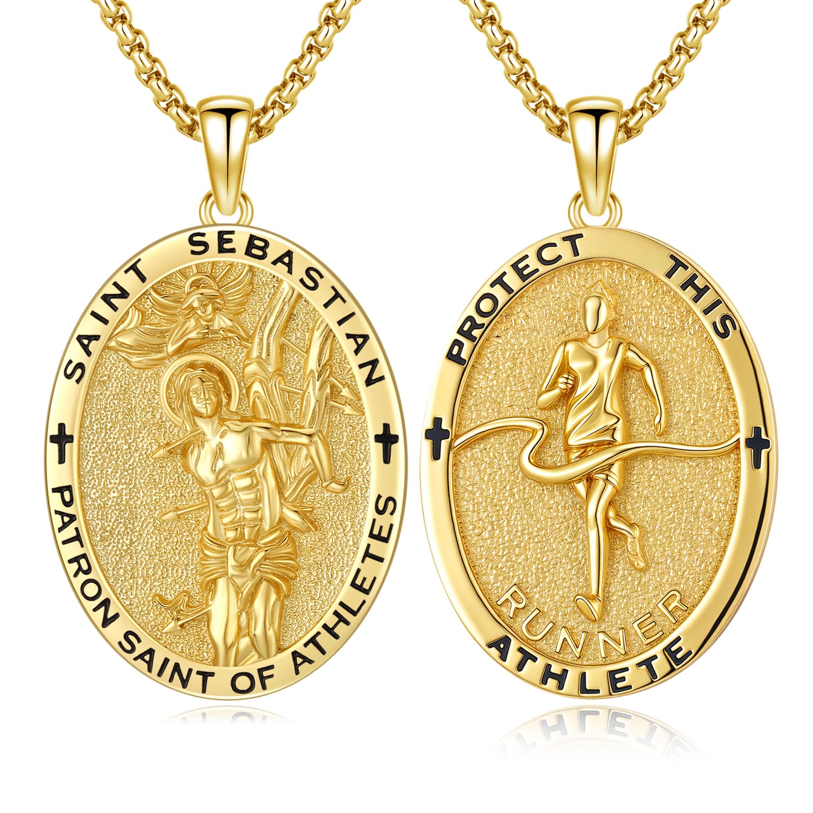 Silver/14K Gold Patron Saint Medal Amulet Necklace for Men Women