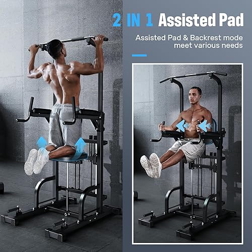 Miniatura 2 de Sportsroyals Power Tower Pull Up Dip Station Entrenador de asistencia multifunción gimnasio en casa Entrenamiento de fuerza Equipo de fitness 440LBS