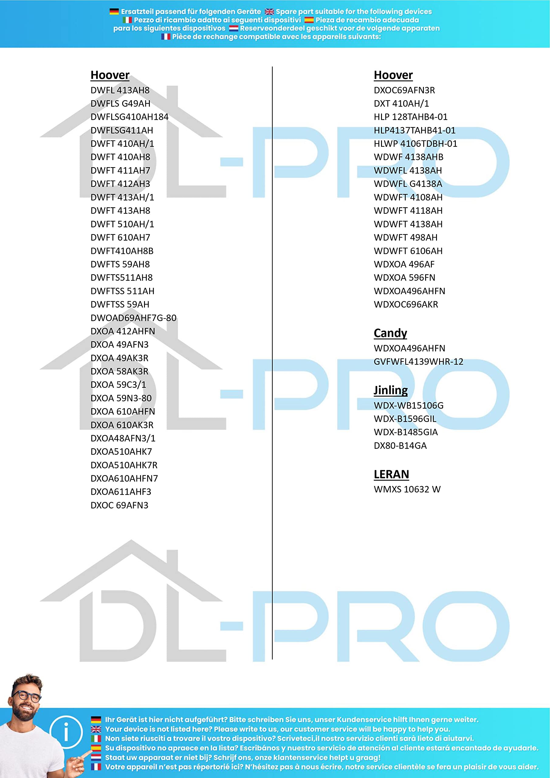DL-pro Uchwyt drzwiowy do Candy Hoover Gias 41042467 do pralki