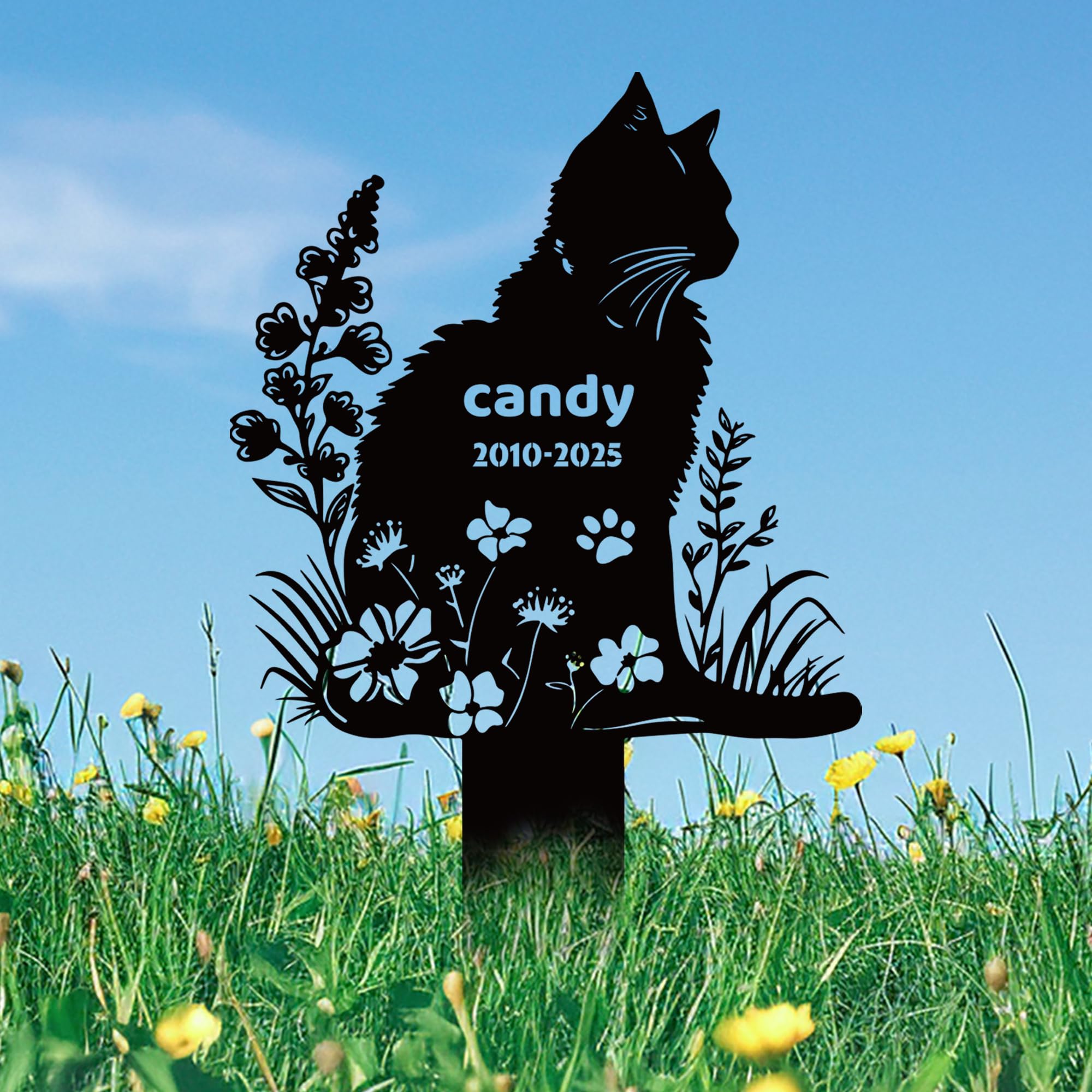 JLSKCN Personalised Dog Memorial Plaque, Pet Headstones for Dogs for Lost Dog Sympathy Gift, Outdoor Dog Garden Metal Stake Cat Garden Metal Stake for Cemetery Garden Dog Cross for Grave (Cats 5)