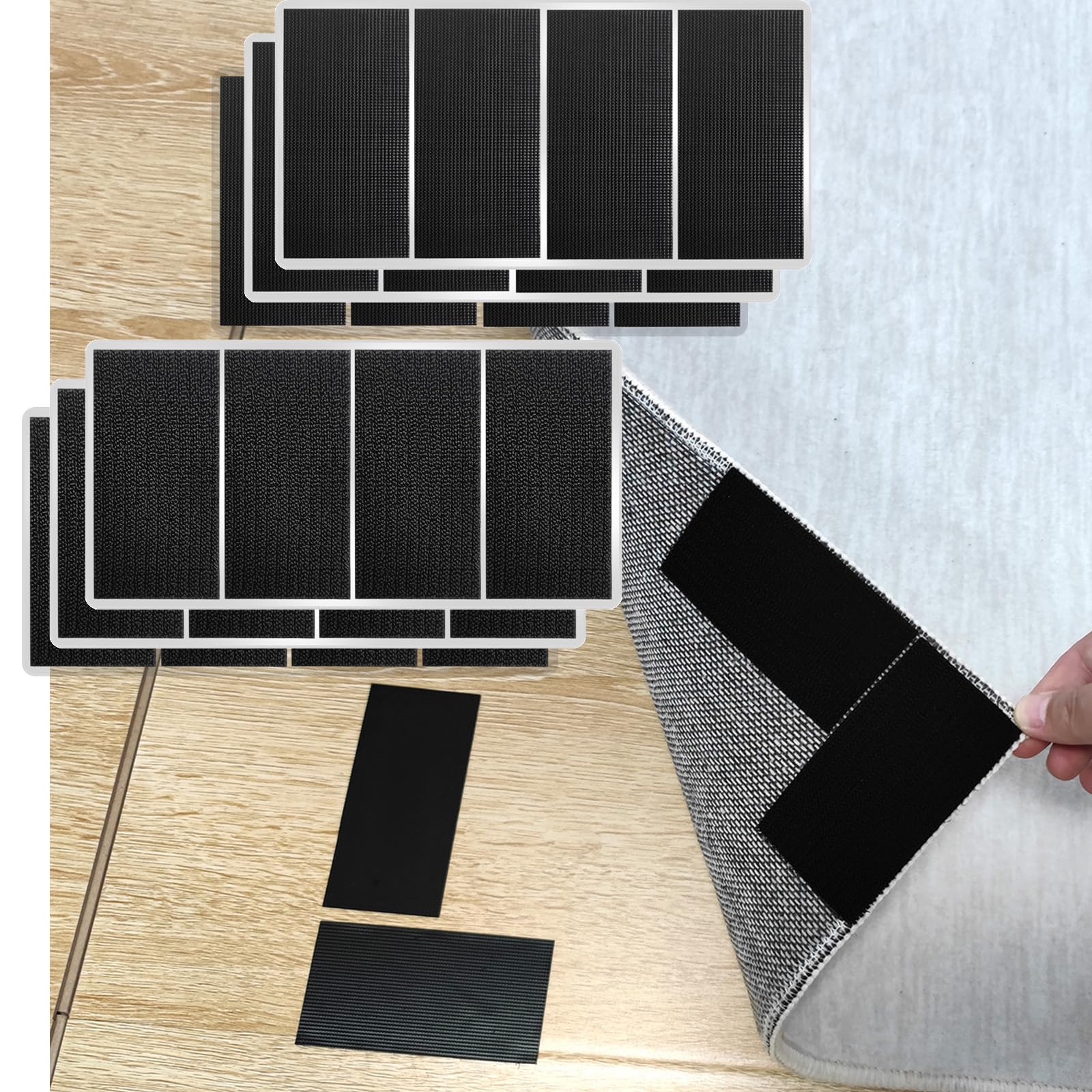 Tikfoam Heavy Duty Velcro Strips with High Adhesive, Heat Resistant Waterproof Indoor Outdoor Use for Car, Home, Office, RV, Boat, 2 x 3.74 inch, 12 Sets