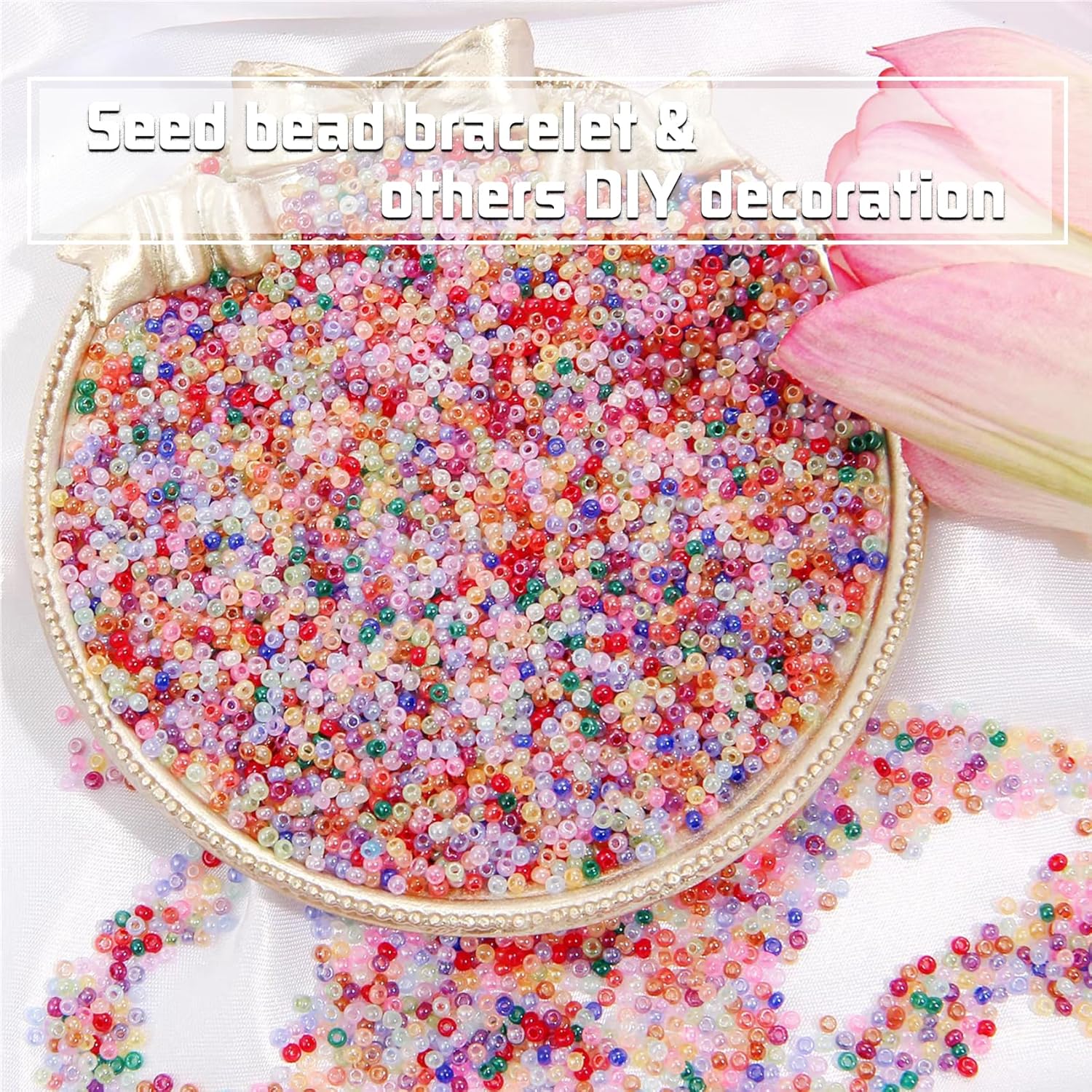 EuTengHao 57600pcs 2mm Glass Seed Beads Small Craft Beads for DIY Bracelet Necklaces Crafting Jewelry Making Supplies with Beading Needles Elastic Strings (144 Colors, 400Pcs Per Color) - Image 7