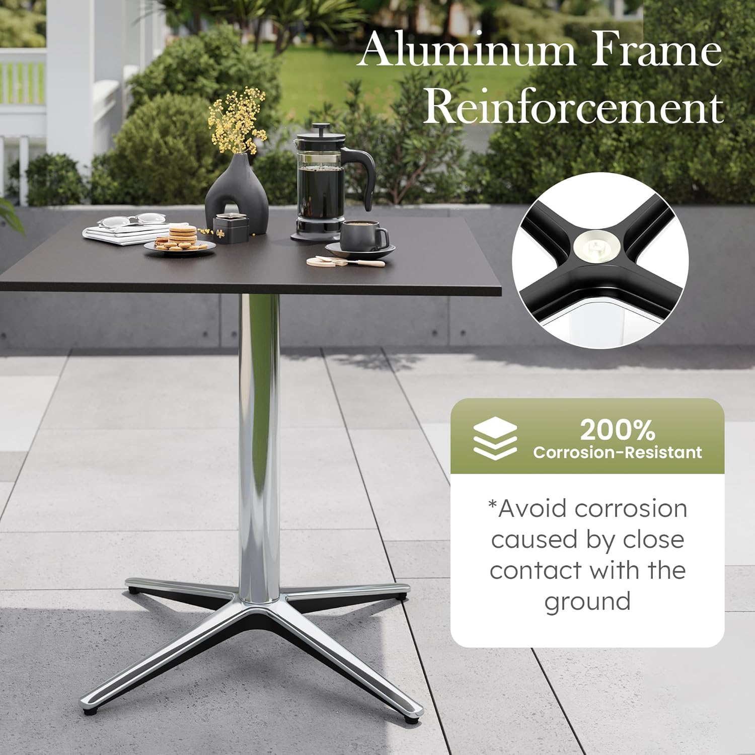 Sophia & William 31" Patio Bistro Table,Outdoor Coffee Table Square Outdoor Small Table Modern Style for Porch Pool Balcony Deck Bronze