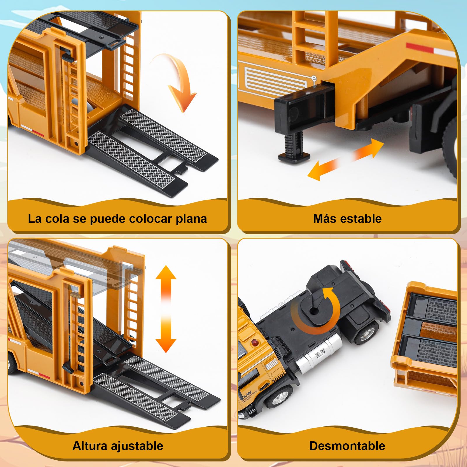 Juguetes para Niños 3 4 5 6 7 Años: Camión de Construcción con Luz y Sonido, Juguetes Didácticos y de Entretenimiento Incluye Excavadora, Bulldozer, Hormigonera, Regalo para Niños de 3 a 7 Años