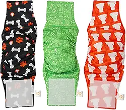 PETTING IS CARING Envoltórios para cães machos laváveis ​​e reutilizáveis ​​Fraldas com faixa para o ventre Materiais duráveis ​​e laváveis ​​à máquina - Conjunto de 3 unidades