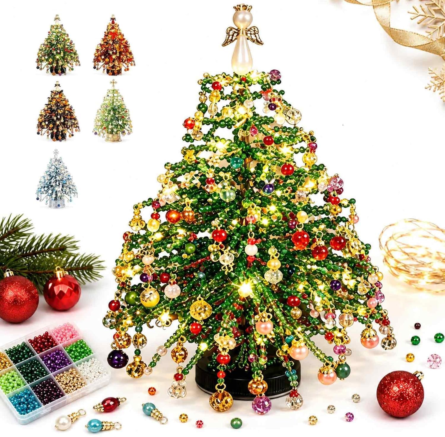 DIY Beaded Christmas Tree Kit | Crystal Bead Craft for Adults