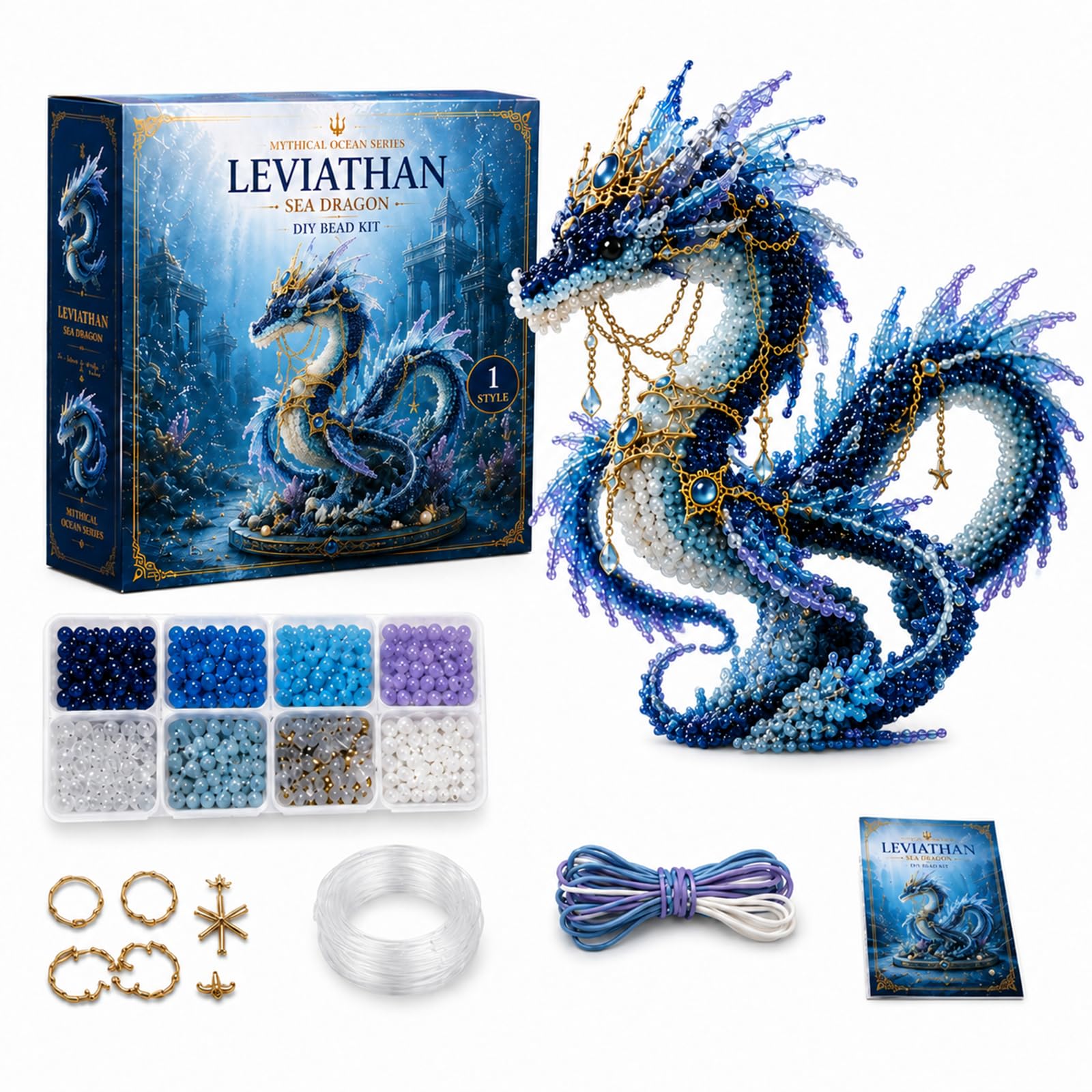 CAYLEKI 3D Beaded Sea Dragon DIY Craft Kit