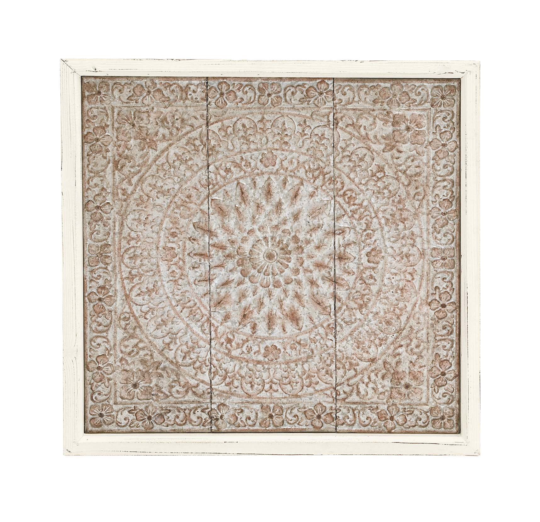 Deco 79 Classy Styled Metal Wood Wall Plaque, 34" x 34", Rusted Silver Finish