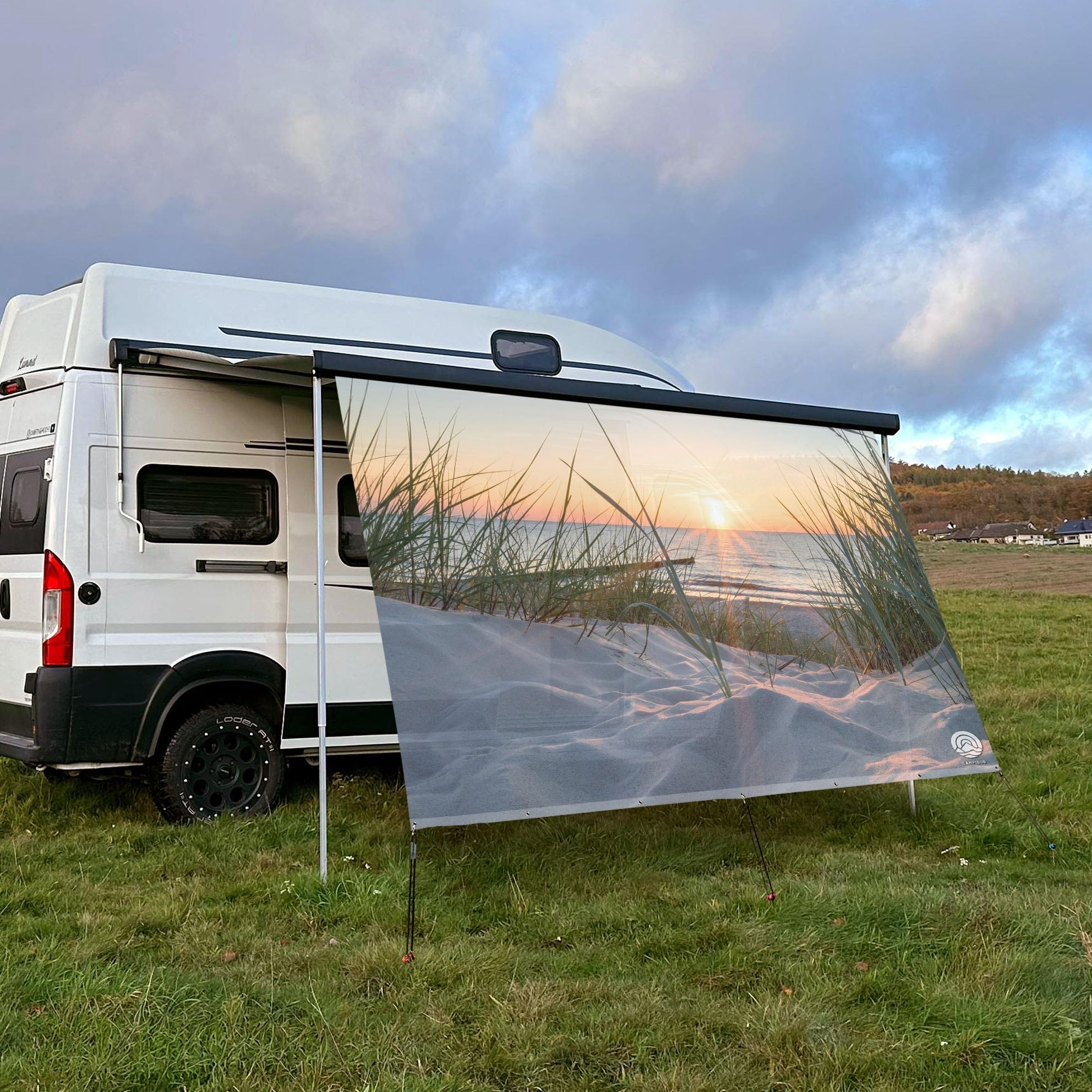 Textil Sonnensegel OSTSEE-Strand | Höhe 200cm | hochwertiger Fotodruck inkl. Keder-Befestigung | Markisen-Vorderwand - Länge/Keder: 200cm / 5mm Keder (Standard Thule & Fiamma)