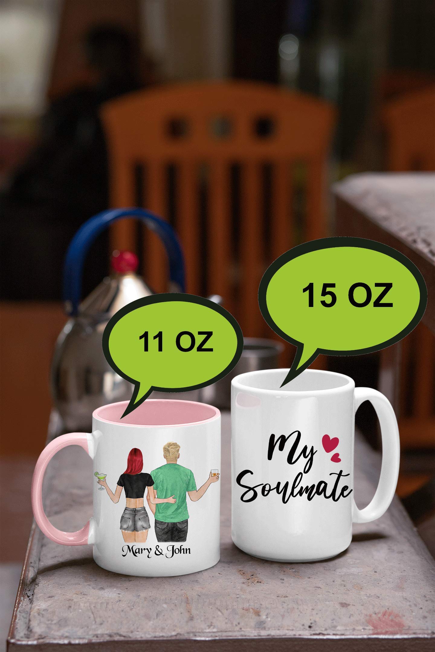 Amazon.com: Custom Couple Coffee Mugs - Personalized Valentines Day Cups -  Gift for Husband, Wife, Wedding, Birthday, Boyfriend, Girlfriend - 11 & 15  oz : Home & Kitchen
