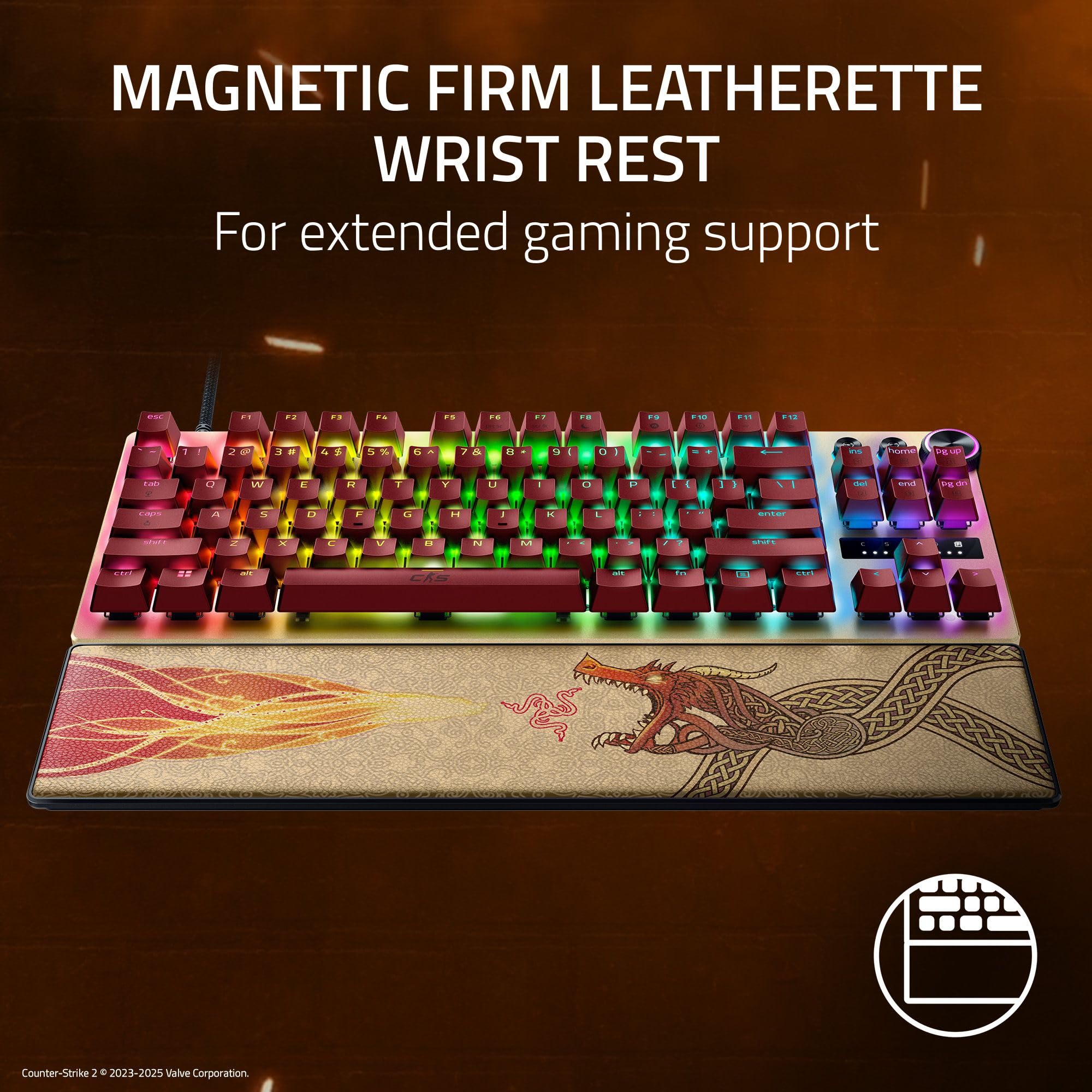 Razer Huntsman V3 Pro Esports Gaming Keyboard: Analog Optical Switches - Razer Snap Tap - Rapid Trigger - Adjustable Actuation - Media Keys & Dial - Doubleshot PBT Keycaps - Wrist Rest - Black