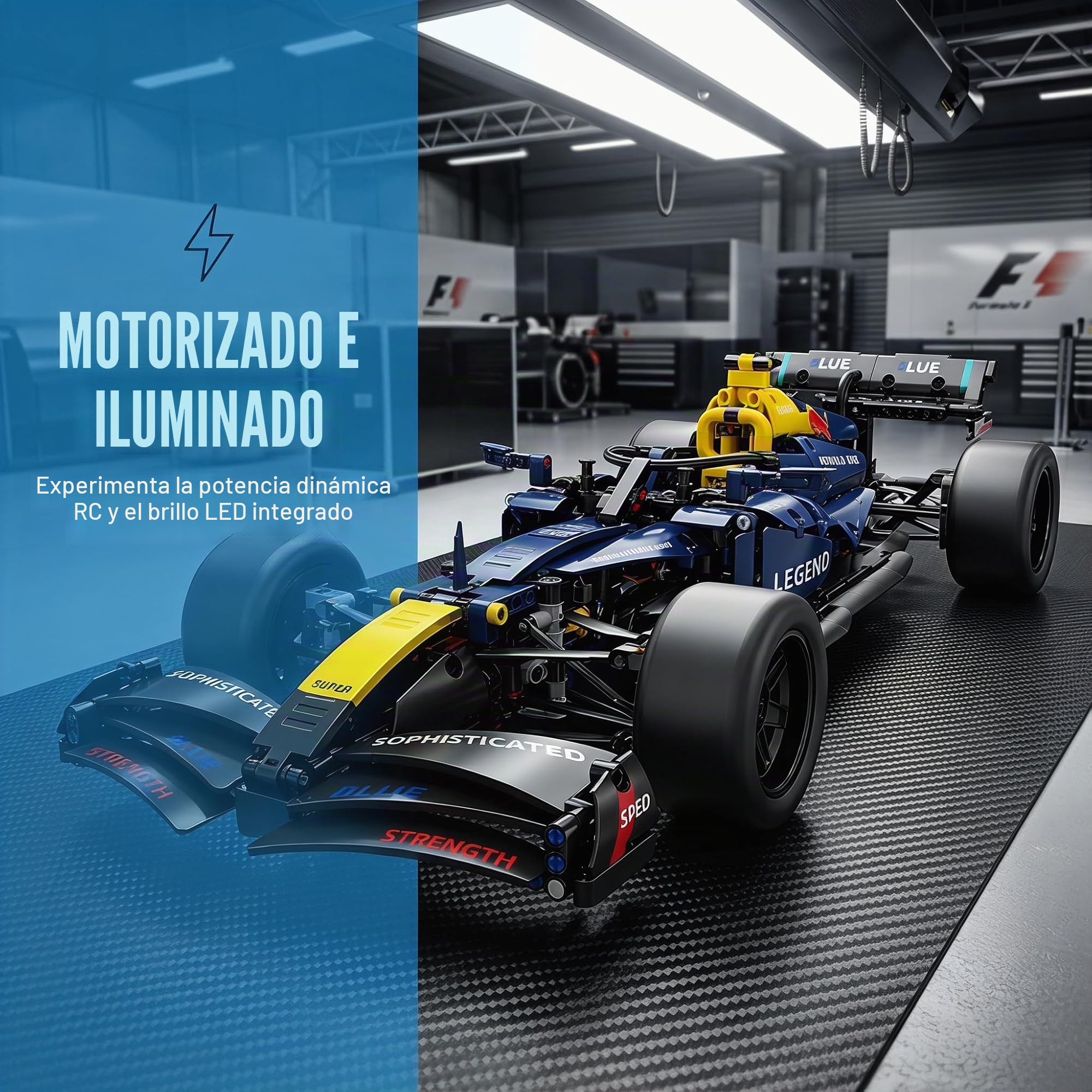 Coche RC 1:10, Coche RC de Carreras, 1:10 con LED Modelo | Coche RC 1:10: sistema RC, luces LED y suspensión detallada; montaje en familia, conducción interior, exposición y regalos