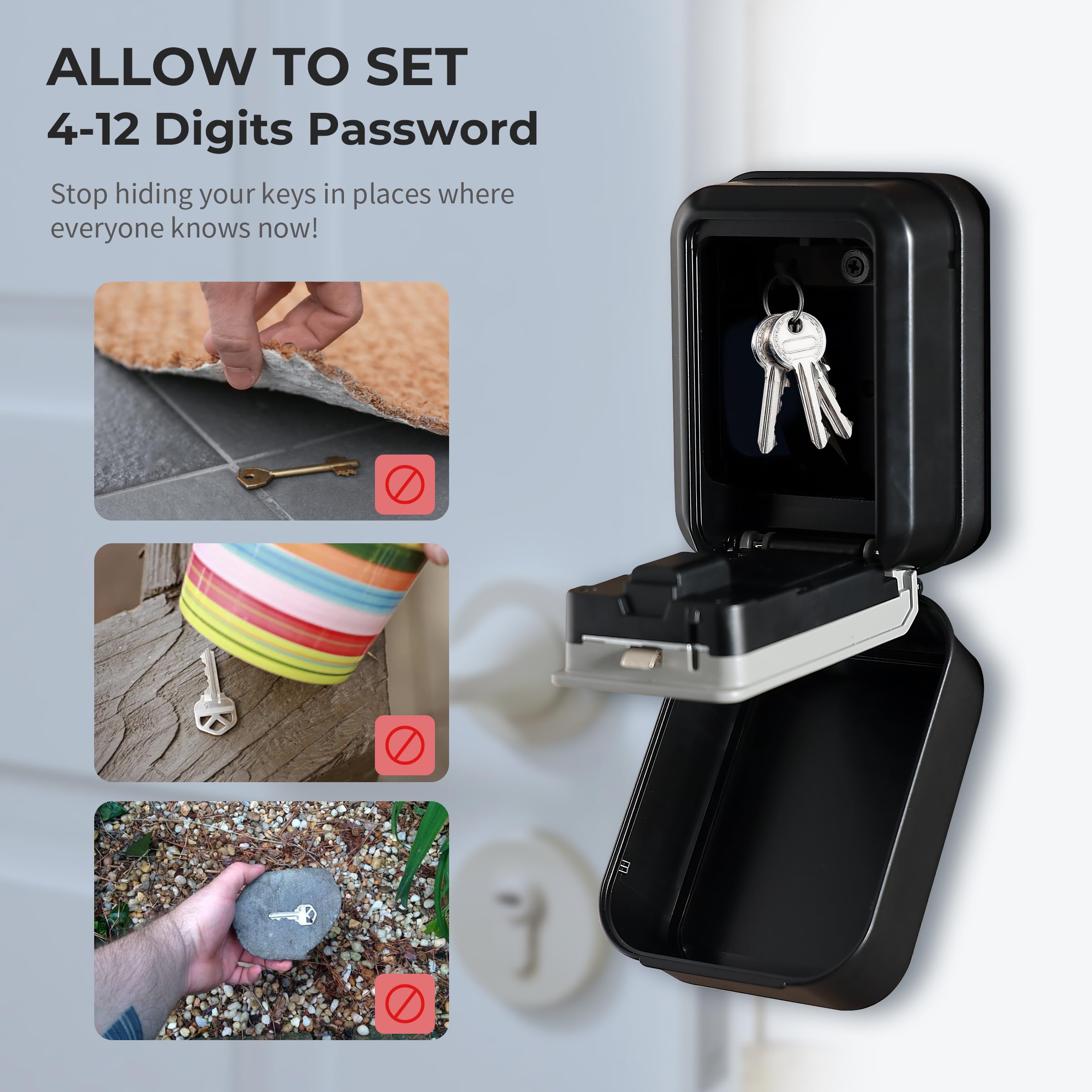 Caja de Llaves Inteligente - Caja de Seguridad Bluetooth Compatible con la App Tuya y con código Pin, Ideal para Casas, garajes, Apartamentos y alquileres vacacionales (Tuya)