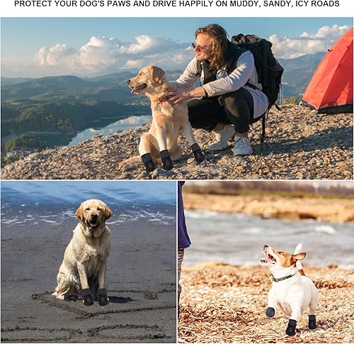 Miniatura 3 de Botas para perros grandes, perros medianos y protectores de patas para inviernos nevados, calles de verano calurosos, días lluviosos impermeables,