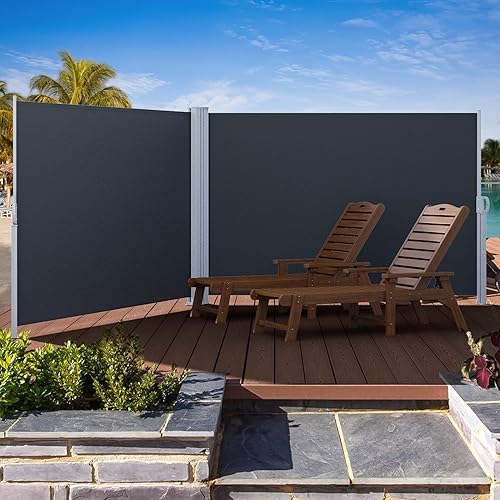 YITAHOME Toldo retráctil de doble cara de 236 x 70 pulgadas, pantalla de privacidad, impermeable, resistente a los rayos UV, toldo de privacidad