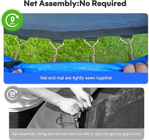Miniatura 5 de Zupapa 1500LBS Weight Capacity No-Gap Design 15 14 12 10FT Trampoline for Kids with Safety Enclosure Net Outdoor Backyards Trampolines with Non-Slip