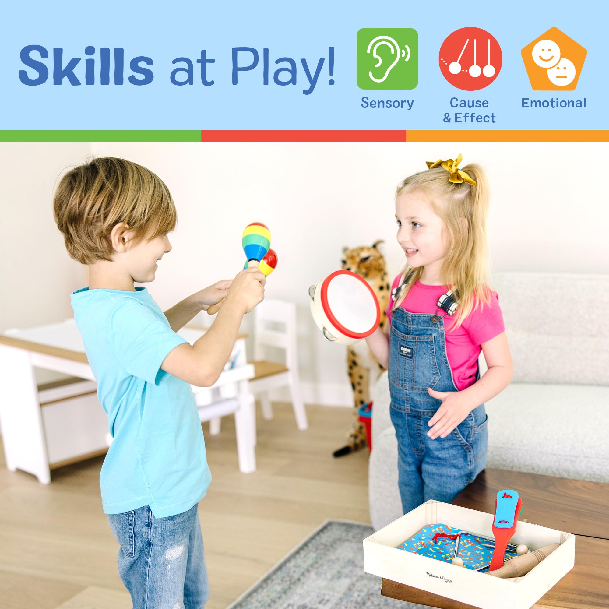 Melissa & Doug Banda en una Caja, Instrumentos Musicales, Juguetes Musicales para niños, 3+, Regalo para niño o niña