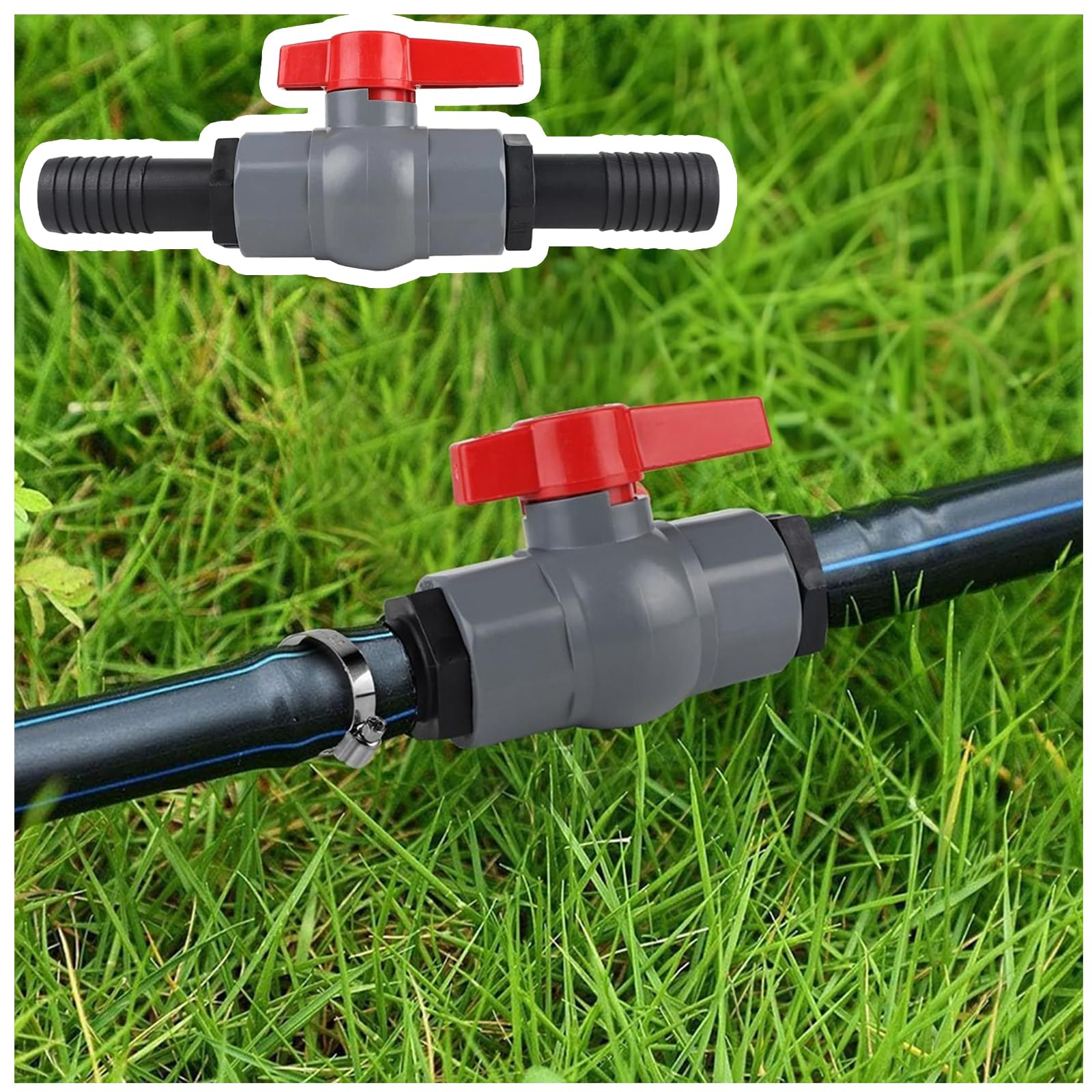 PATIKIL Valvola A Sfera PVC Con Raccordo – Diametro Interno 32mm – 2 Pezzi – Per Controllo Flusso Acqua In Giardino, Piscina, Acquario