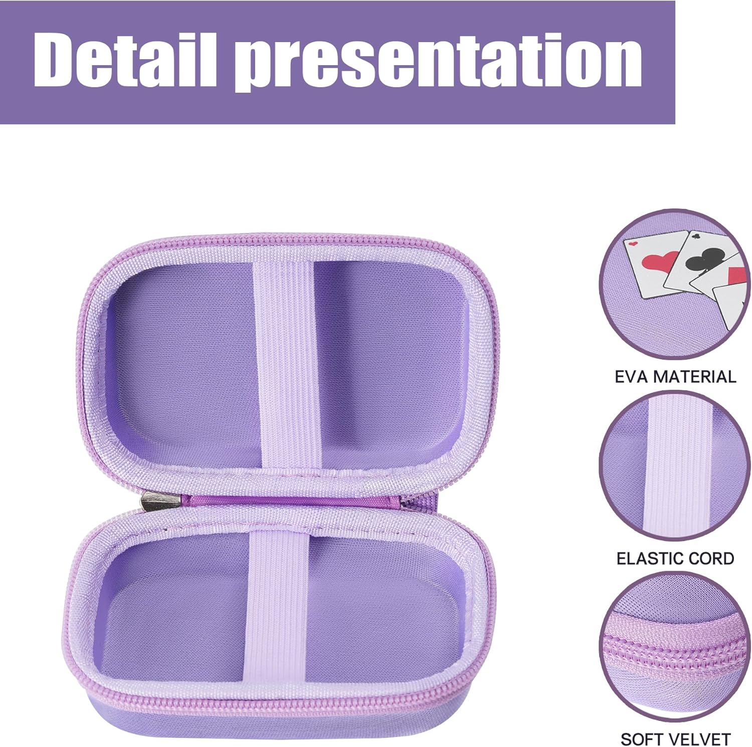 Brappo Hard Portability Playing Card Travel Case Compatible with Set Enterprises FiveCrowns card game,Protective Case Organizer.(Notincluding Cards)(purple)