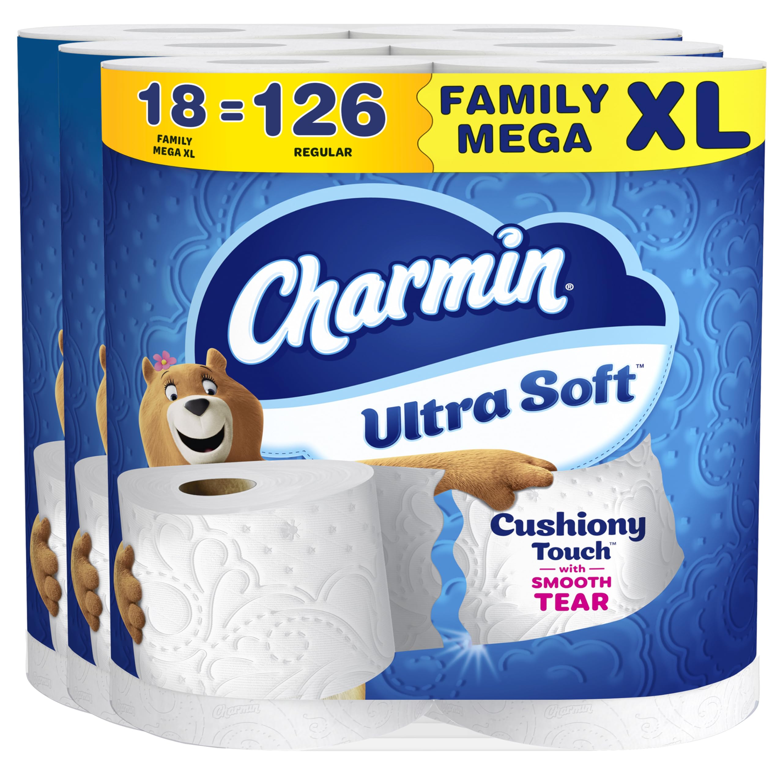 Charmin Ultra Soft Toilet Paper 18 Family Mega XL Rolls, 385 Sheets Per Roll