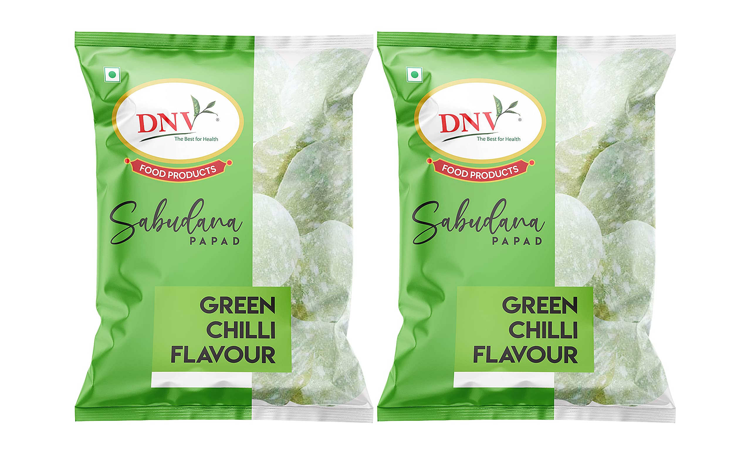 DNV Natural Green Chilli Flavour Sabudana Papad 140gm, Gluten Free, Fasting Friendly, Tapioca Papad, Sago Papad Pack of 2 - 140gm (70g x 2) (B097QFD4S5) Amazon Price History, Amazon Price Tracker
