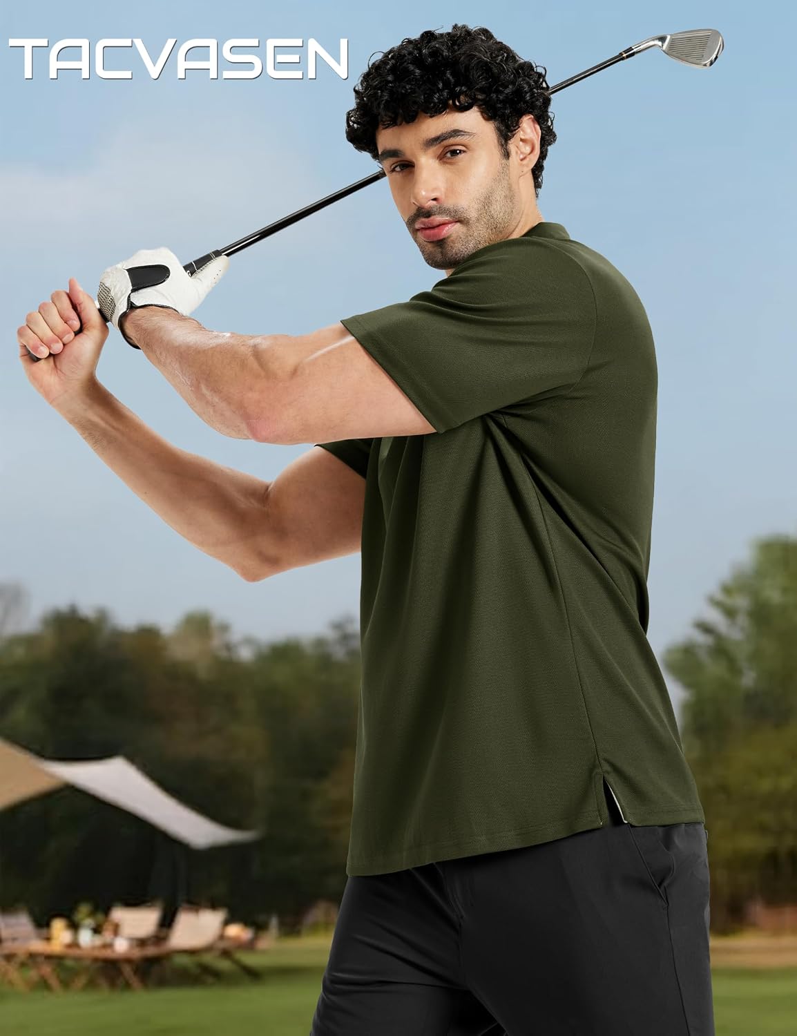 TACVASEN Mens Polo Shirts Short Sleeve Dry Fit Moisture Wicking Performance Collared Golf Shirt for Men Casual Athletic