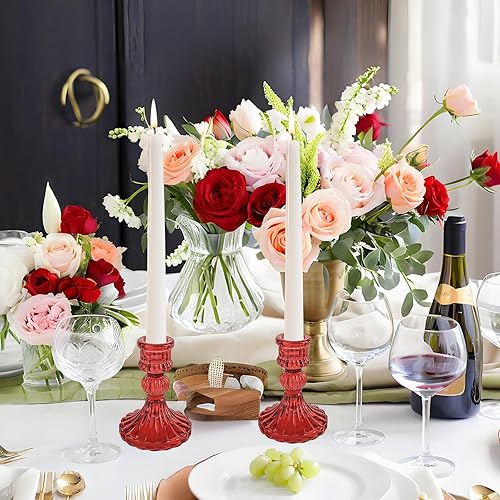 Miniatura 6 de Portavelas de cristal, portavelas cónico a rayas, juego de 6 candelabros para centros de mesa, decoración del hogar, bodas, festivales y fiestas