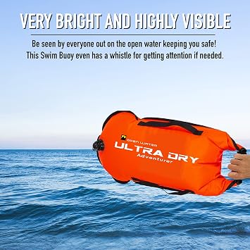 Swim Buoy Tow Float Highly Visible Swimming Float Dry Bag with Adjustable Waist Belt, Carry Strap, Waterproof Phone case for Open Water, Water Sports, Swimming 28 l Orange