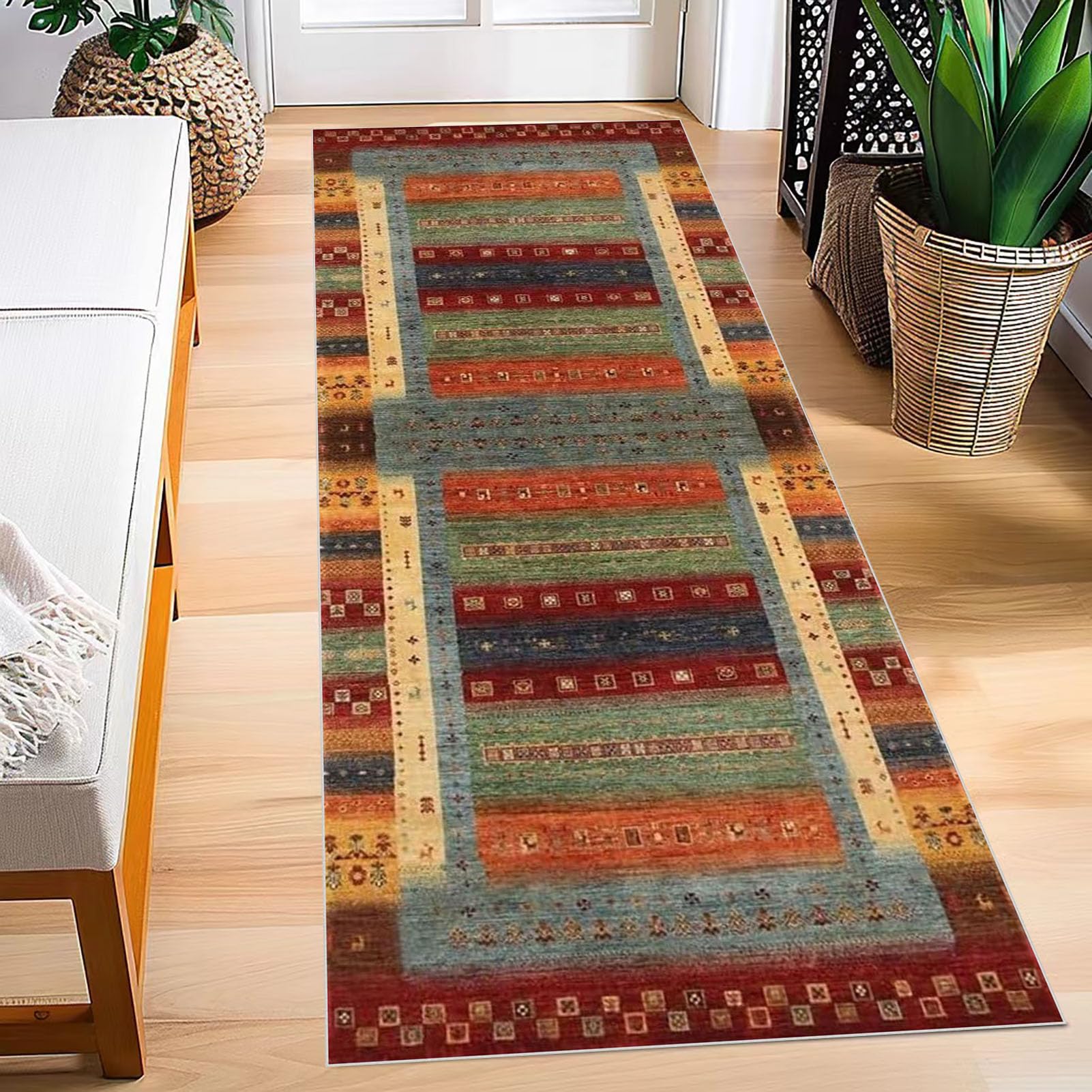 Teppich Läufer Lang, Rutschfester Küchenteppich 90 x 400 cm, Waschbar - Für Flur, Küche, Eingang, Wohnzimmer, Schlafzimmer