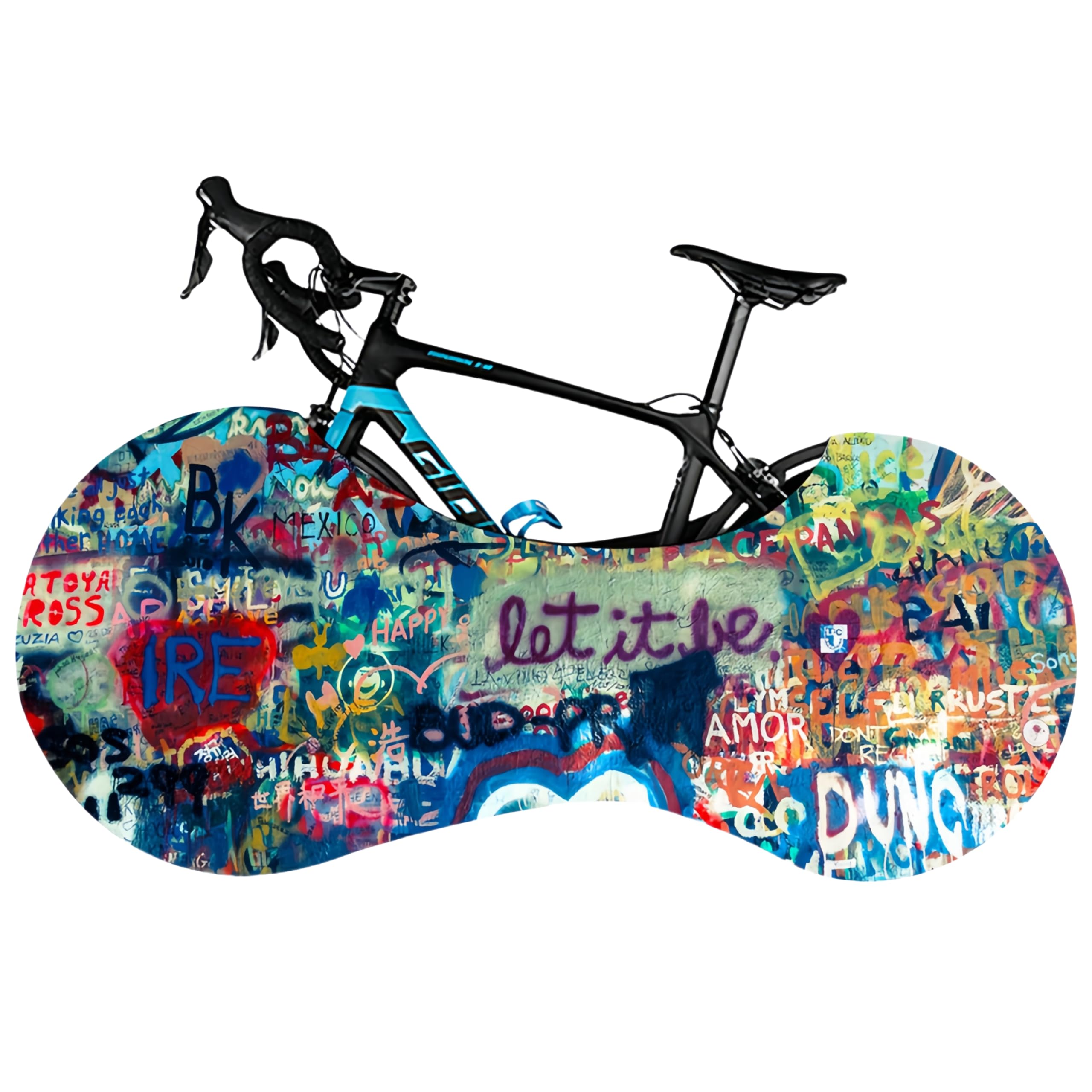 Bicycle Wheel Cover, Dustproof Bicycle Wheel Cover for Indoor Outdoor Storage, High Elastic Tire Package Road MTB Protective Gear Garage for Tires of 26-29 Inches (Colorful Graffiti)