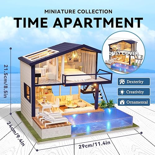 Miniatura 2 de Flever Kit de casa de muñecas en miniatura, manual creativo con muebles para regalo romántico de obras de arte (apartamento Perfect Time)