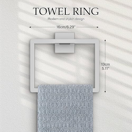 Miniatura 3 de Juego de 5 accesorios de baño de níquel cepillado, juego de toallero de 16 pulgadas, juego de accesorios de baño de acero inoxidable para baño, kit