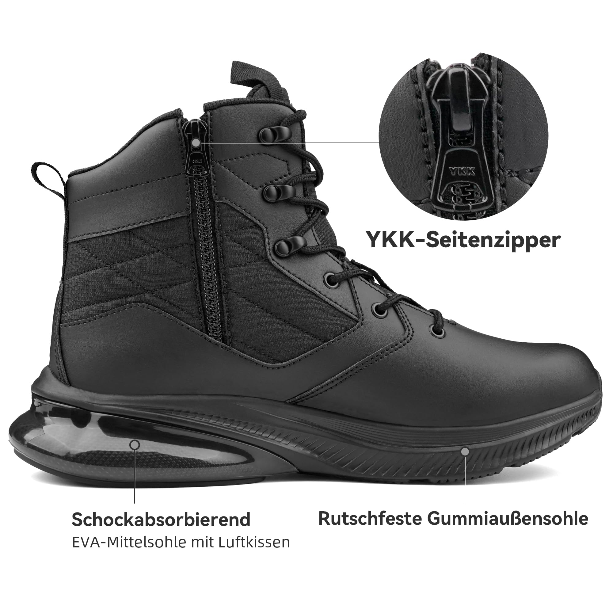 Herren Damen Wasserdichtes Militärische Taktische Einsatzstiefel Wasserdichtes Boot Zipper Militär Kampfstiefel Springerstiefel