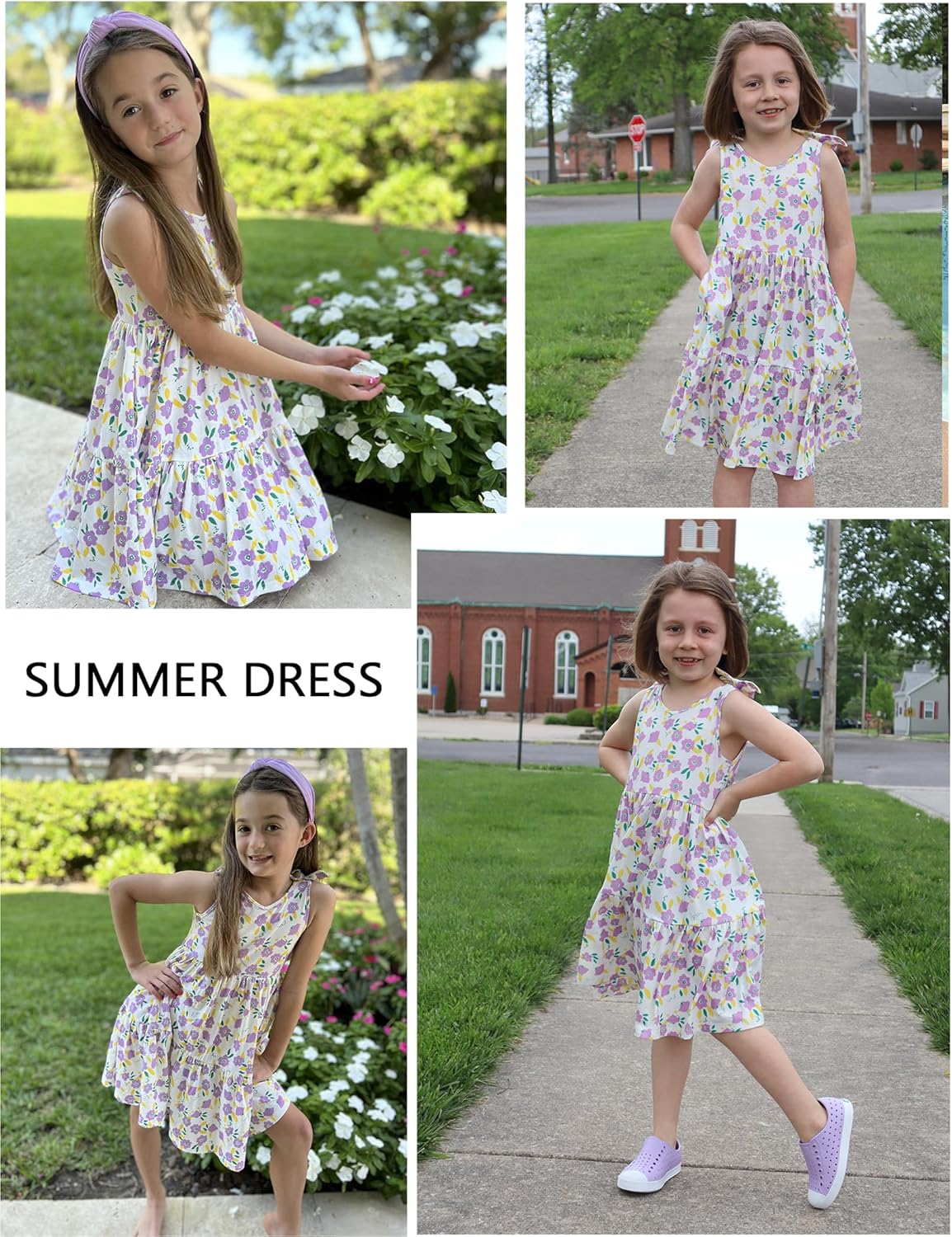 Arshiner Toddler Girl Summer Dress Little Girls Casual Beach Party Bowknot Sling Sundress with Pocket 1-7t - Image 8