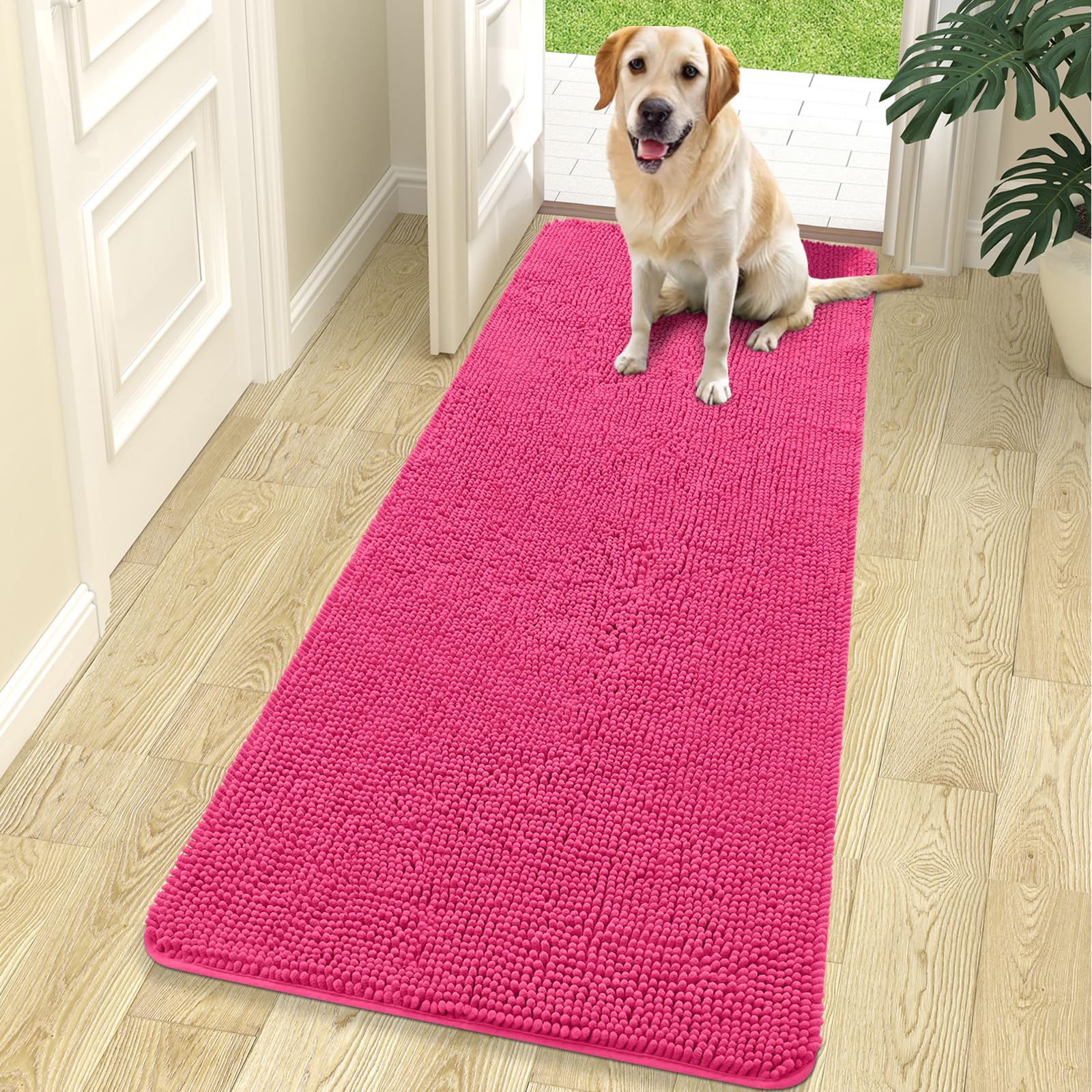 OLANLY Dog Door Mat for Muddy Paws 70x24, Super Absorbent Chenille Mud Mat