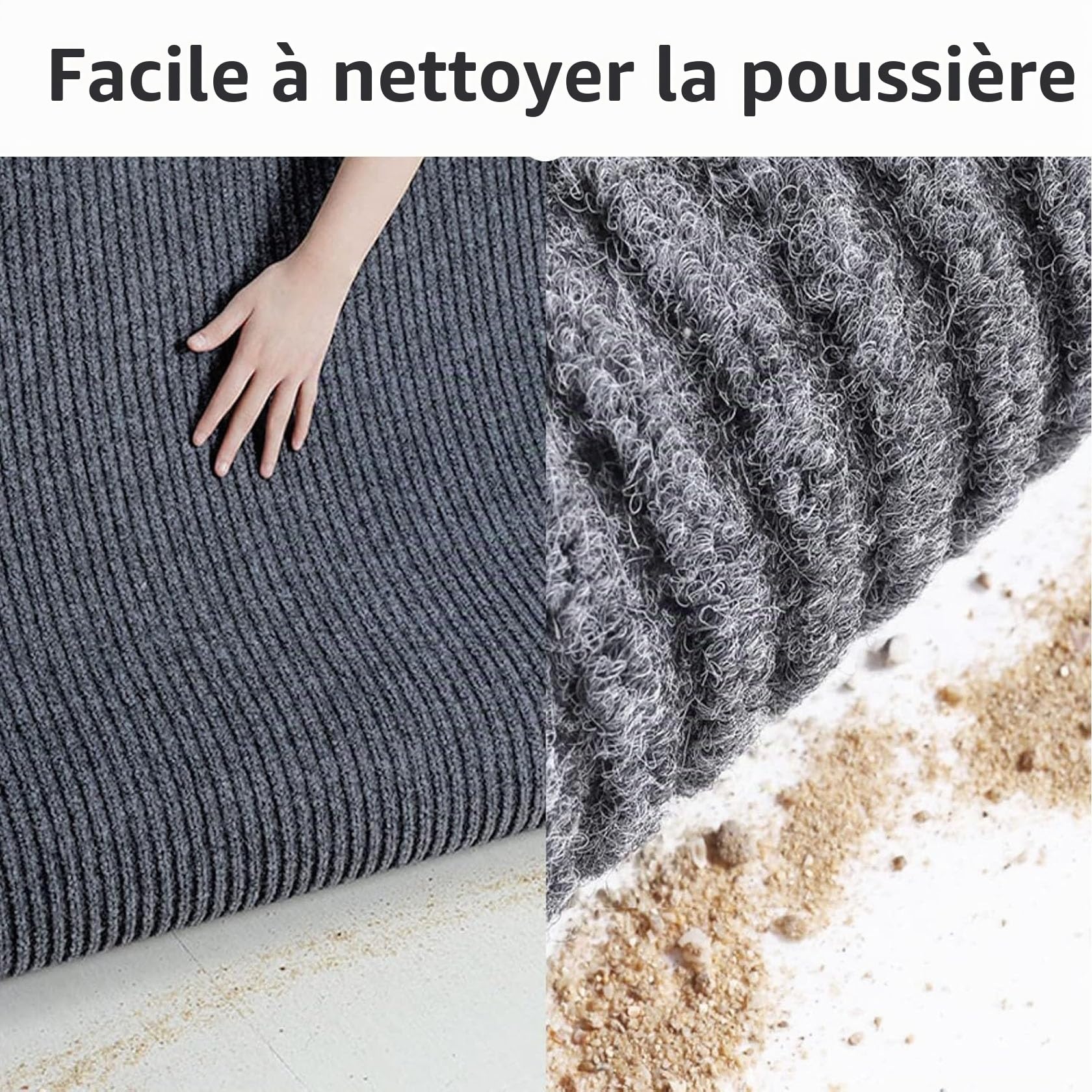 Tapis de Porte Paillasson 120 x 110 cm Antidérapant, Lavable, Absorbant Tapis pour L'Intérieur et L'Extérieur pour Chien, Entrée, Porte et Couloir, Noir