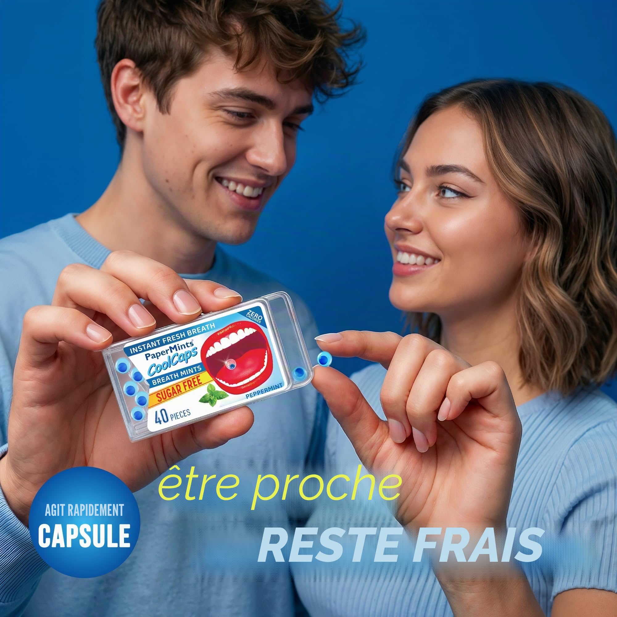 PaperMints CoolCaps Lot de 4 sachets de 160 capsules Instant Fresh Haleine Menthes sans sucre Traitement extrême de la mauvaise haleine pour adultes Perles désodorisantes pour traitement de l'halitose