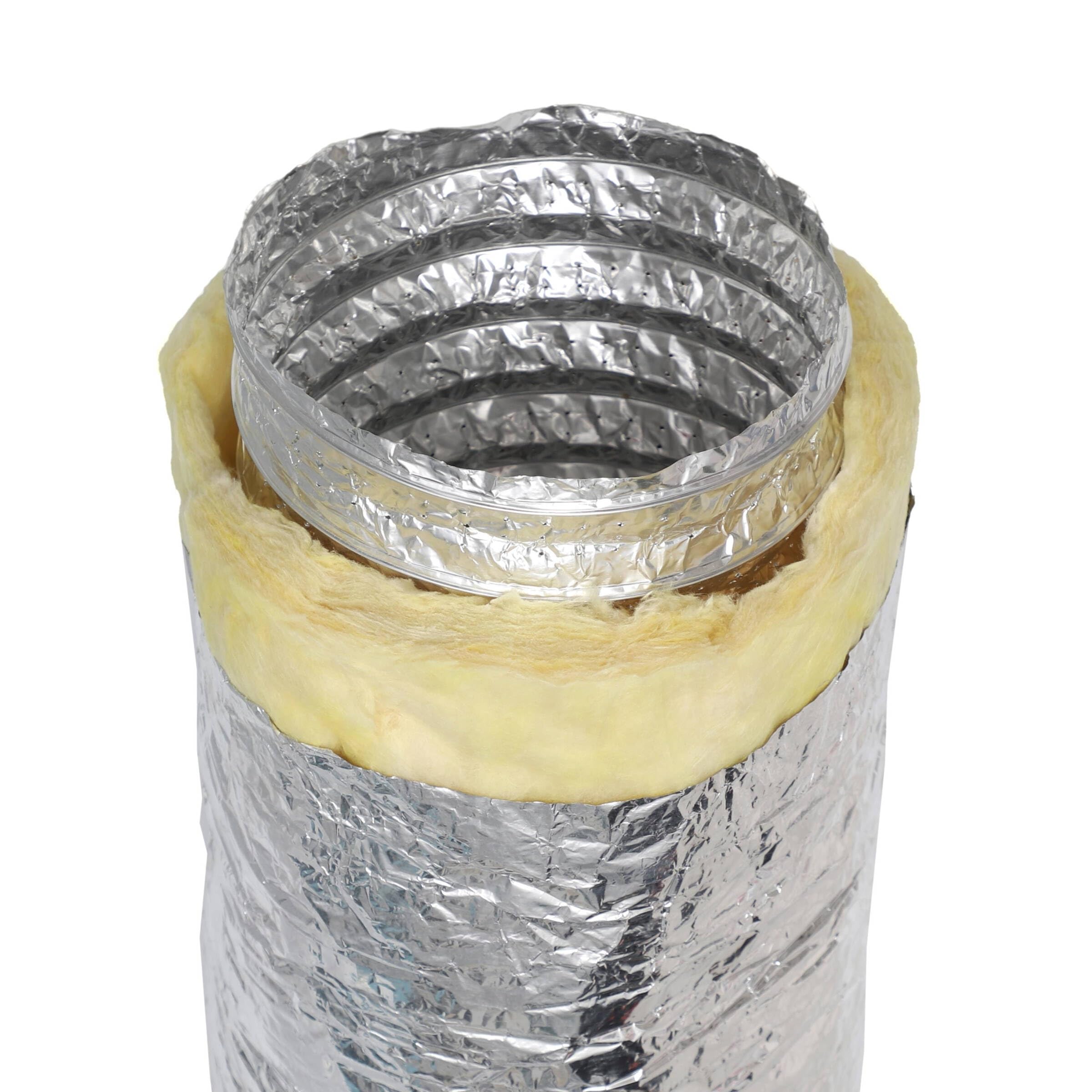 Izoflex - Canal de ventilation flexible isolé en aluminium - 203 mm x 10 mm - Tuyau d'évacuation d'air flexible en aluminium - Tuyau de ventilation