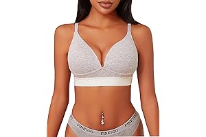 FineToo Cotton Women's Wireless Bra for Comfort and Support