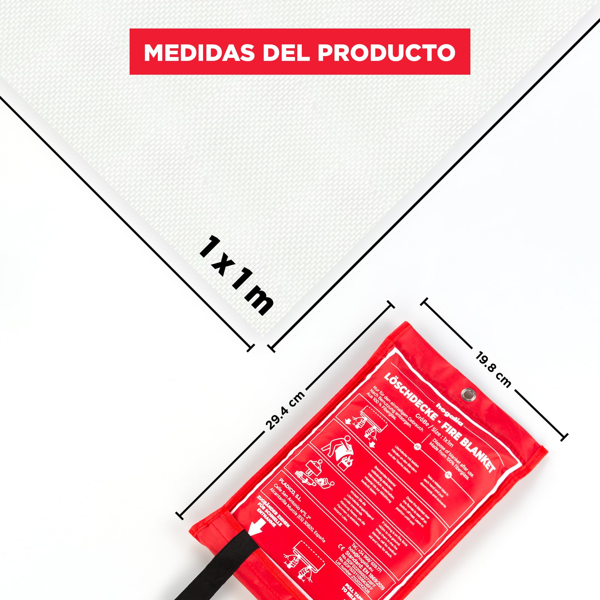 Manta Ignífuga Homologada | Fire Blanket para Cocina, Barbacoa y Emergencias | Antiincendios y Aislamiento Térmico (100 cm x 100 cm)