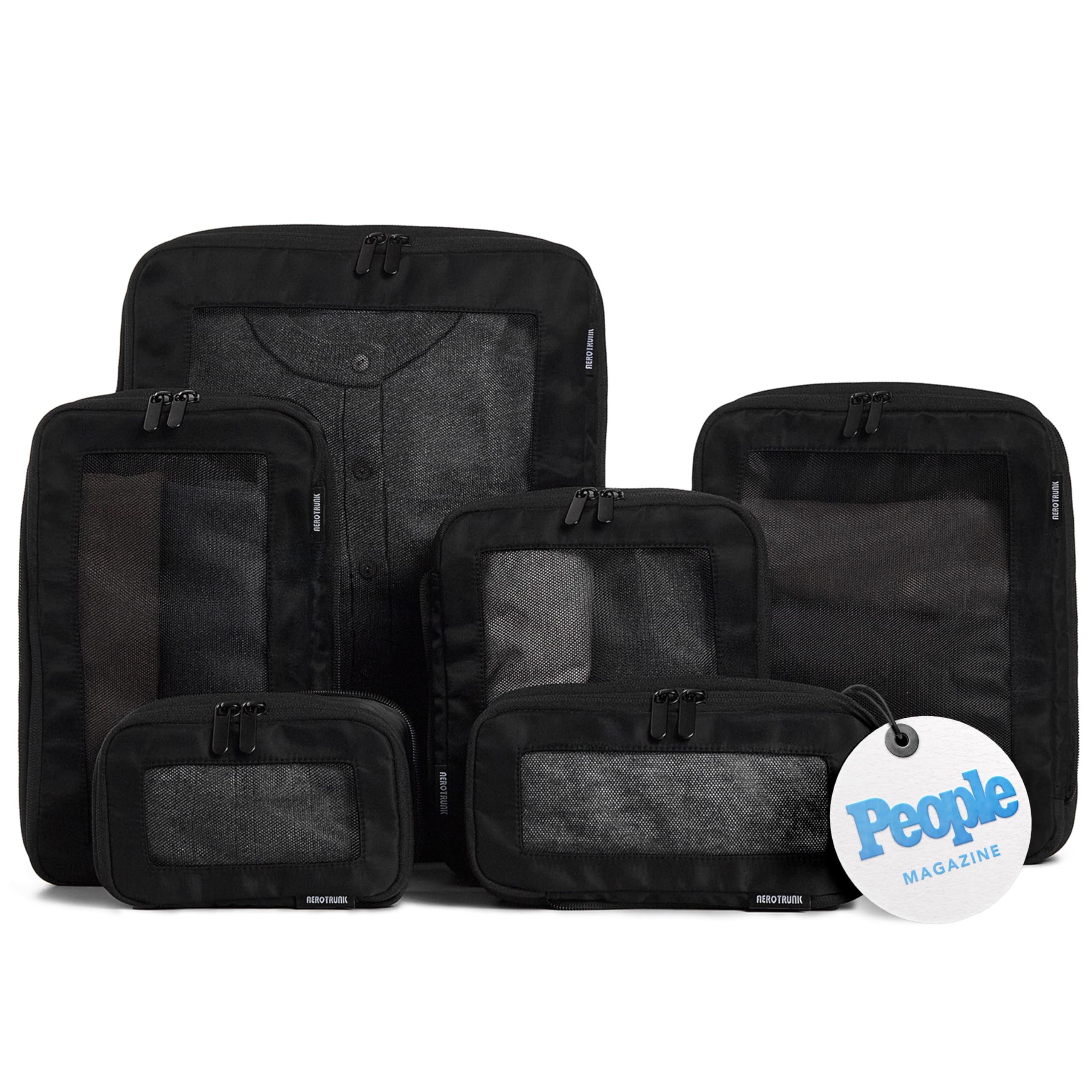 Aerotrunk Compression Packing Cubes for Suitcases & Extended Trips, 4 to 7 Day Journeys (6-Pack, Black)