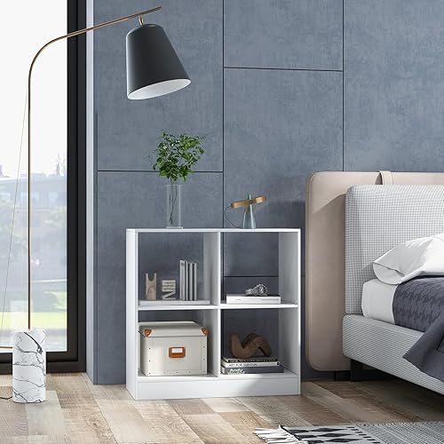 Miniatura 9 de Giantex Estantería de 4 cubos color blanco  Estantería abierta independiente de 2 niveles con dispositivo antivuelco, organizador de almacenamiento